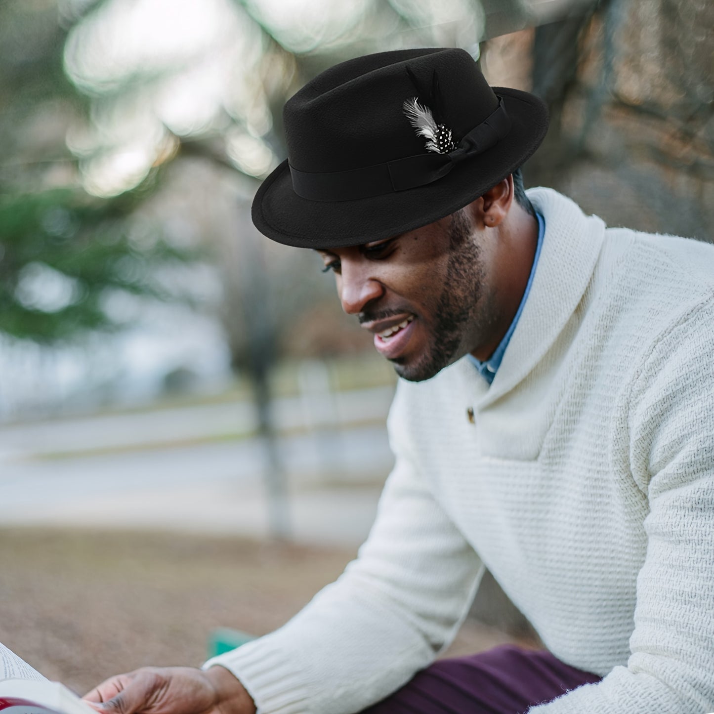 Short Brim Felt Flongo Classic Fedora Hats For Men Women Panama Dress Hat With Feather