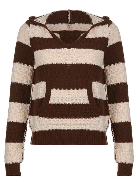 Rapcopter Prepply Kawaii Sweaters Striped Hooded Jumpers Vin