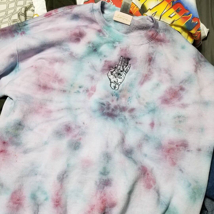 Fashion Loose Tie-dye Printed Hoodless Sweater Women