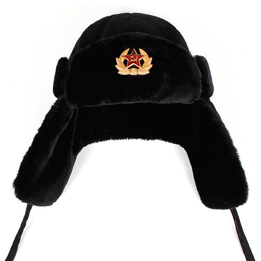 PU Waterproof Men's and Women's Ski Hats Thick Ear Protection Russian Warm Hat