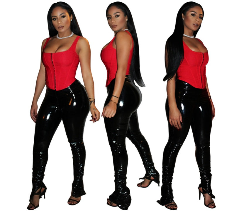 Women's Sexy High Elastic Skinny PU Leather Pants