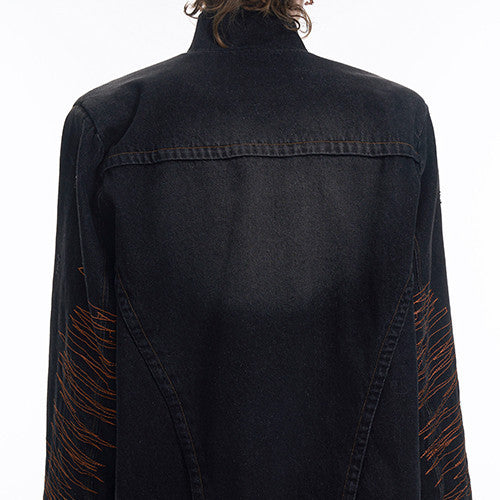 Hand-painted Snake Pattern Denim Coat Men