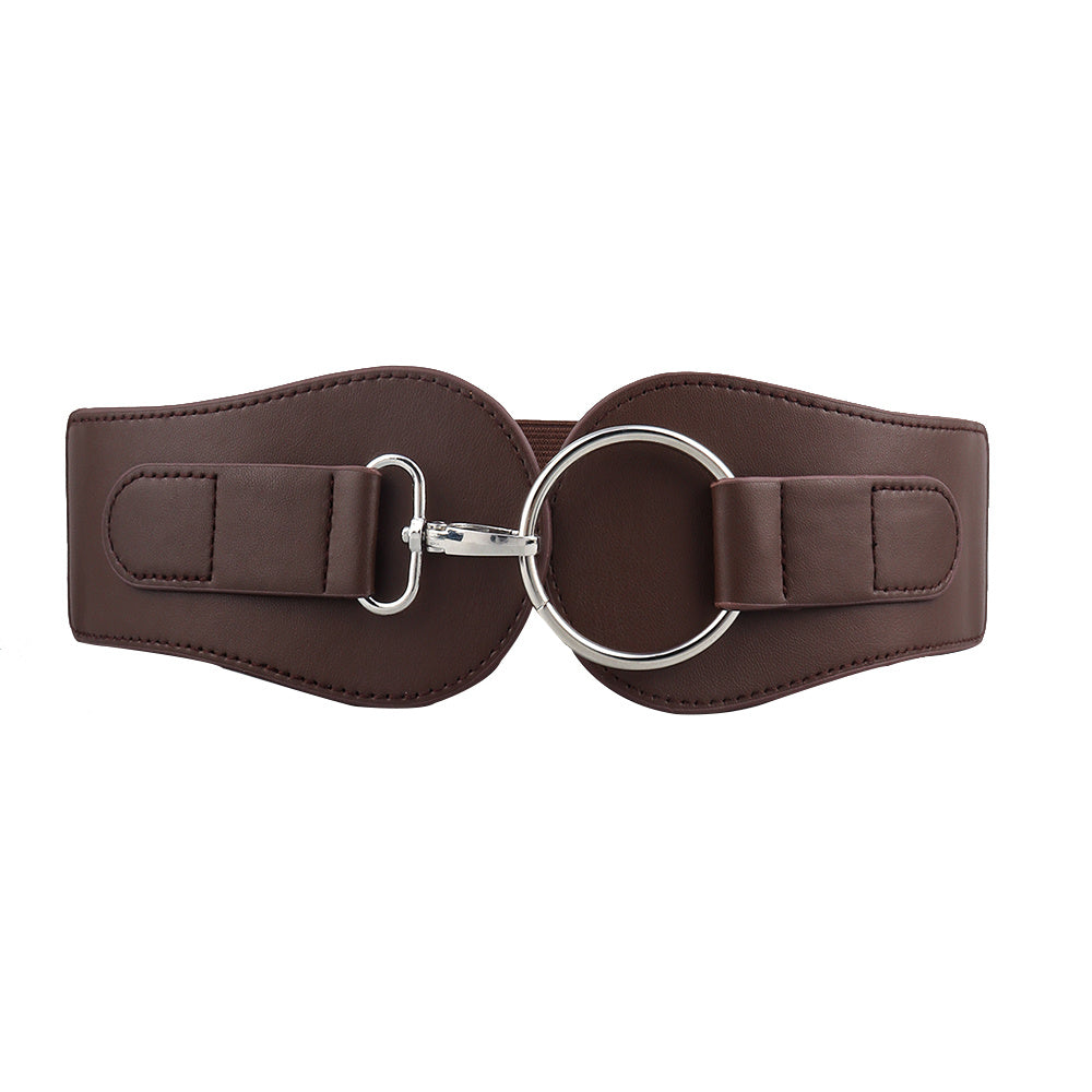 New Autumn Winter PU Elastic Belt For Women Simple Matching Coffee Color Black Decorative Waist Cover Coat Fashion Elegant Accessories