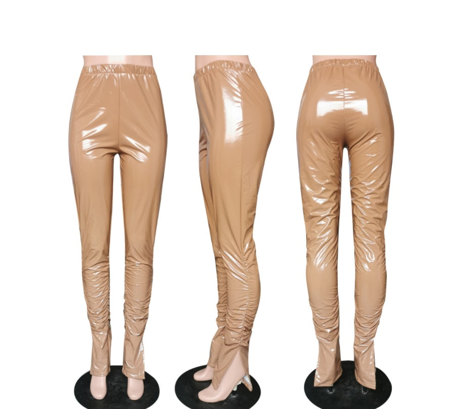 Women's Sexy High Elastic Skinny PU Leather Pants
