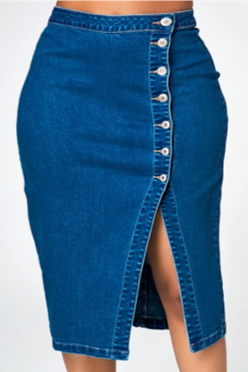 Oversized denim skirt