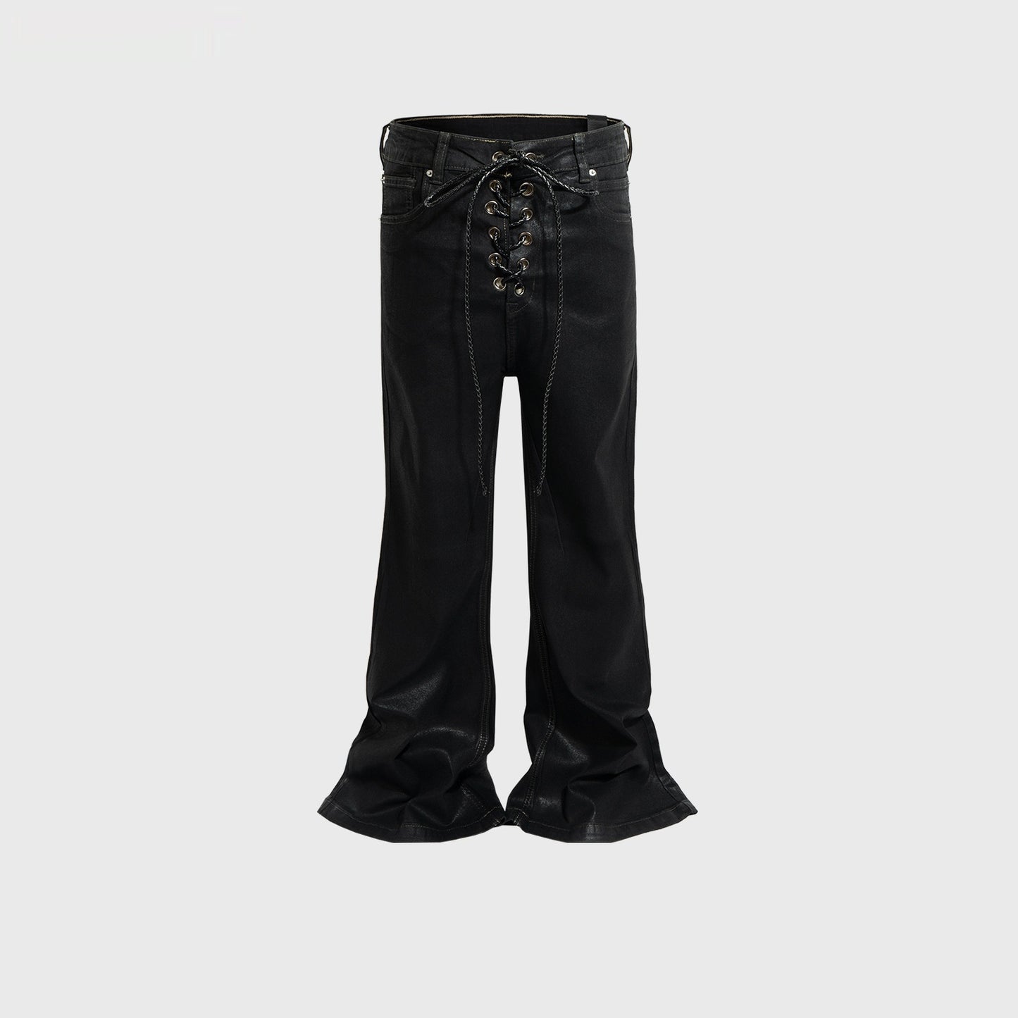 Men's And Women's Same Back Ribbon Drawstring Flared Jeans