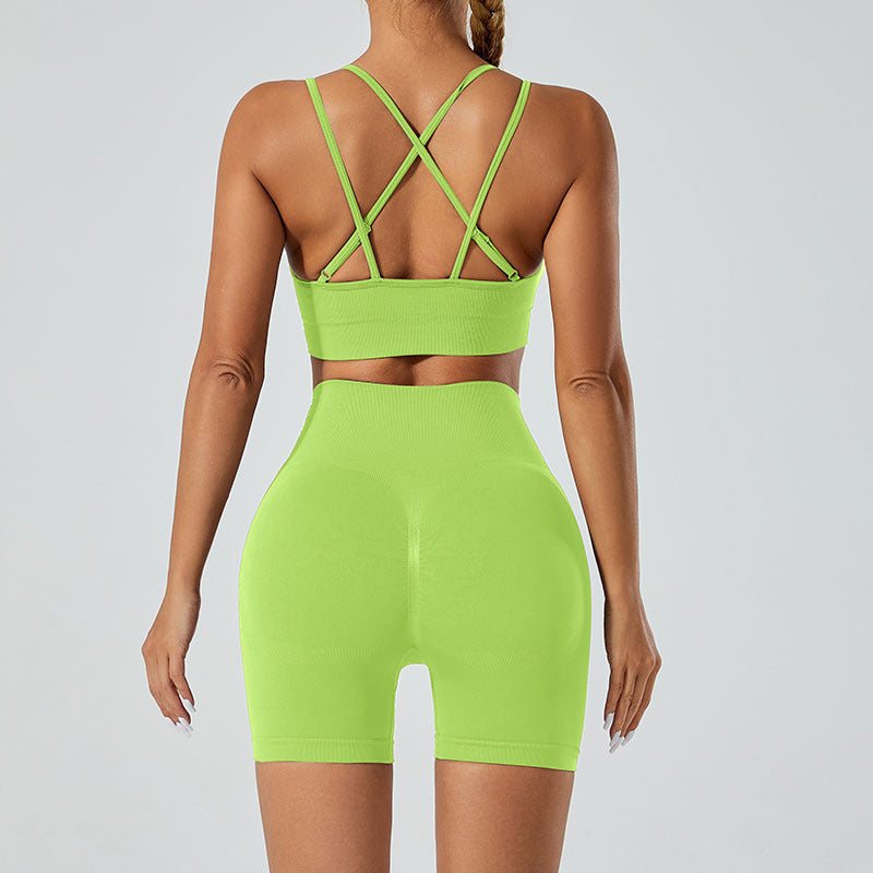 Seamless Push Up Sports Bra High Waist Hip Lift Yoga Pants Suit