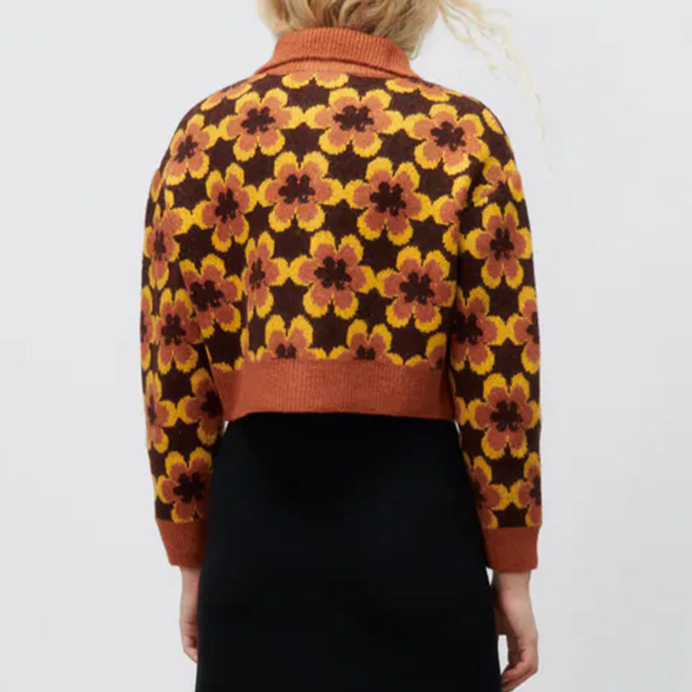 Women's Geometric Pattern Jacquard Knit Jacket