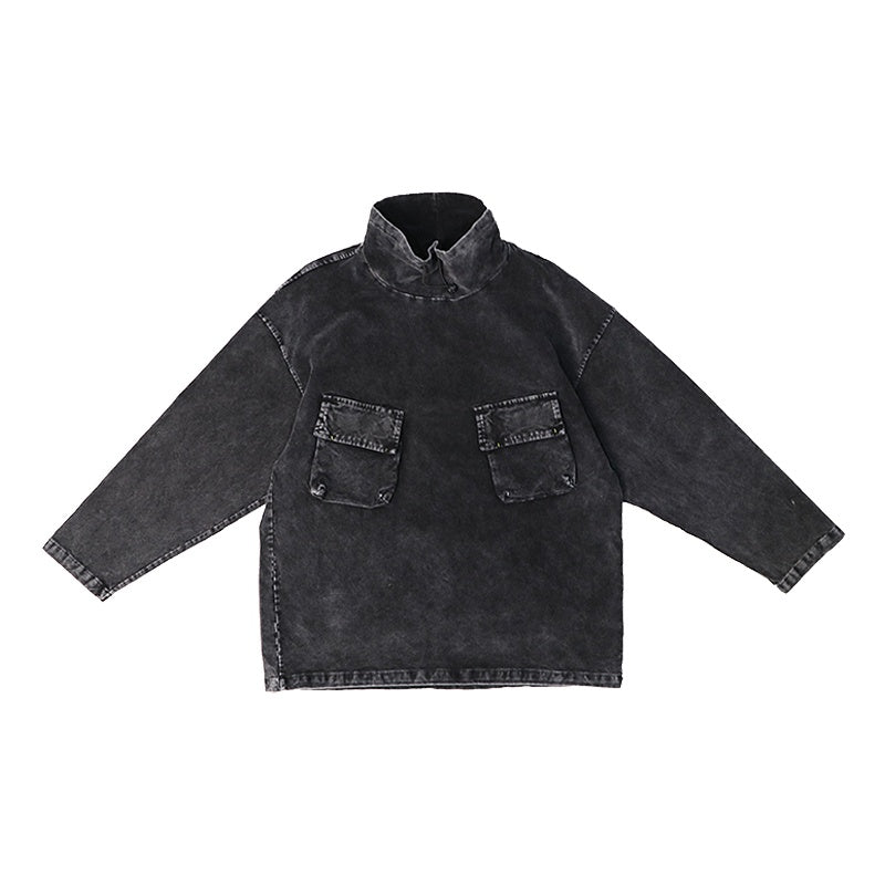 Black Grey Collar Denim Jacket