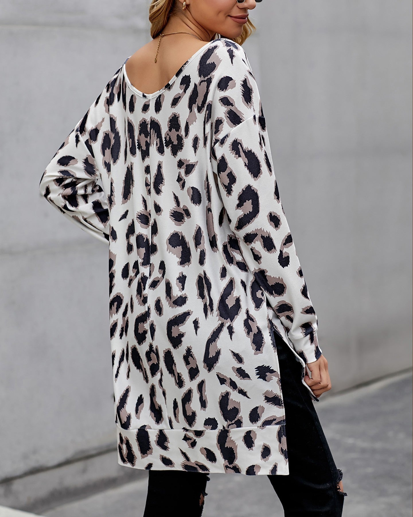 Leopard Print Knitted Sweater Dress New