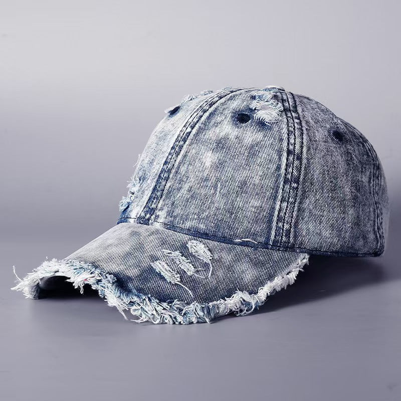 Washed Denim Burr Baseball Cap For Men And Women