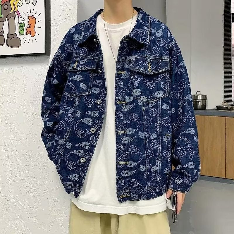 Spring And Autumn Black Jacquard Plaid Denim Jacket