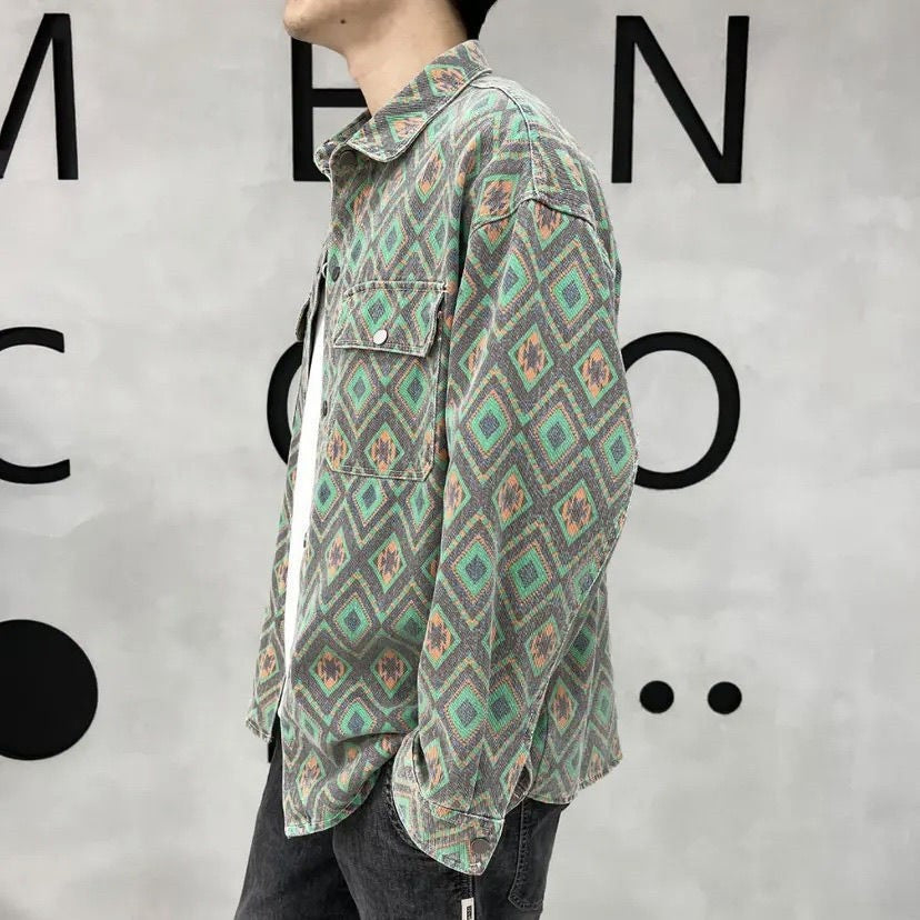 Cashew Nut Flower Thin Denim Jacket Versatile Shirt Men
