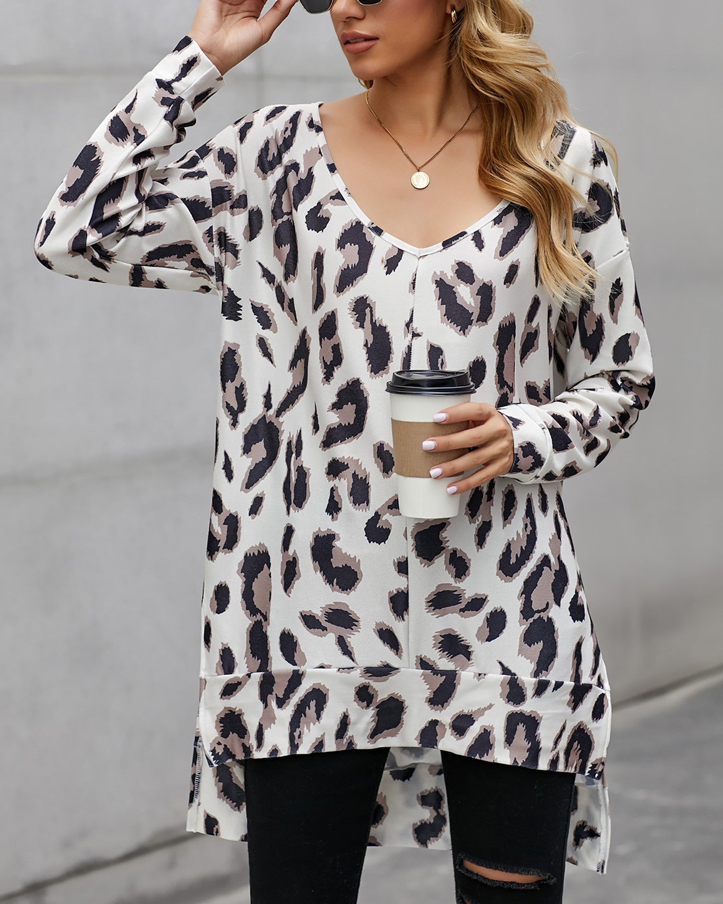 Leopard Print Knitted Sweater Dress New