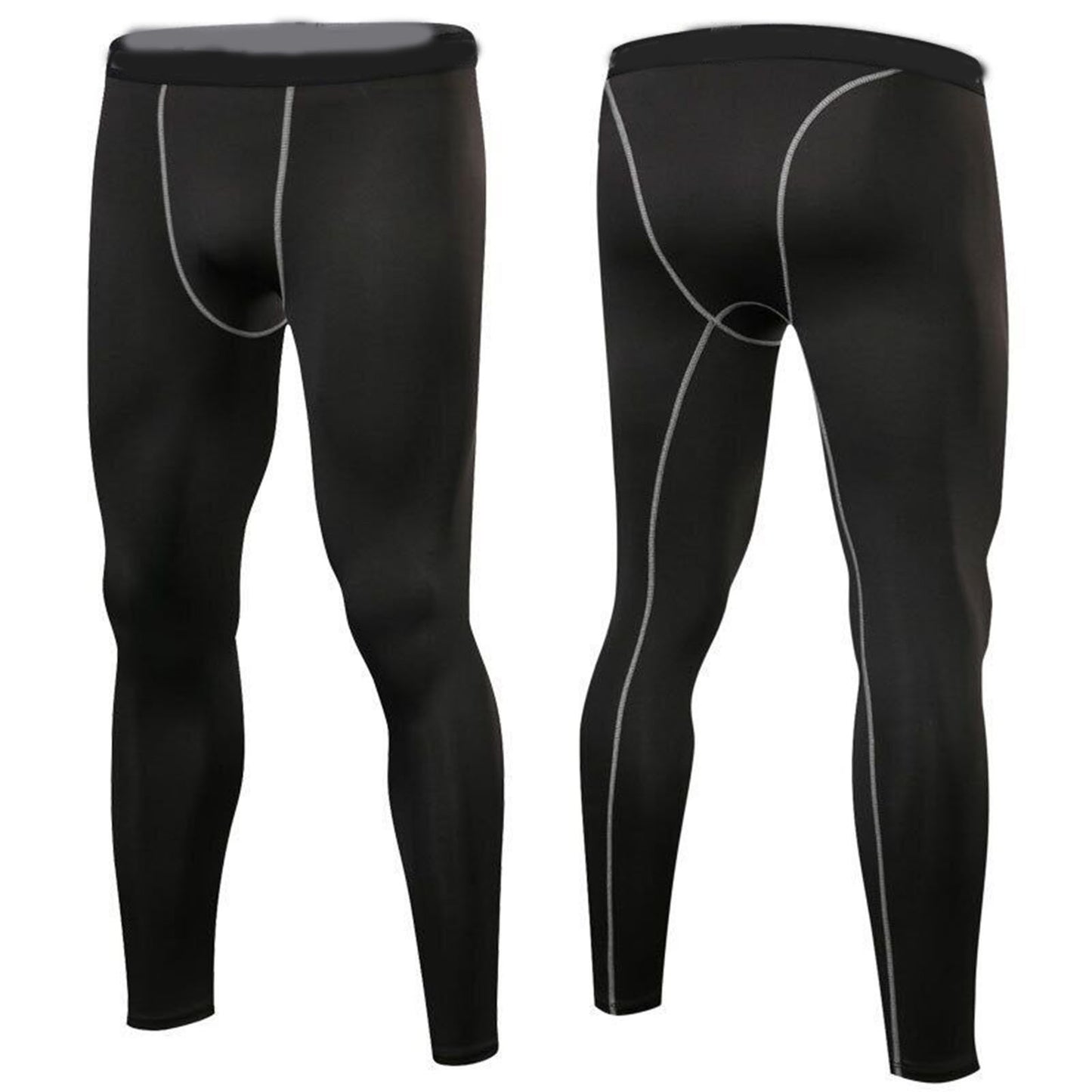 Men's Compression Pants Elastic Men Workout Leggings Fast Drying Athletic Workout Running Tights Grey Line XXL