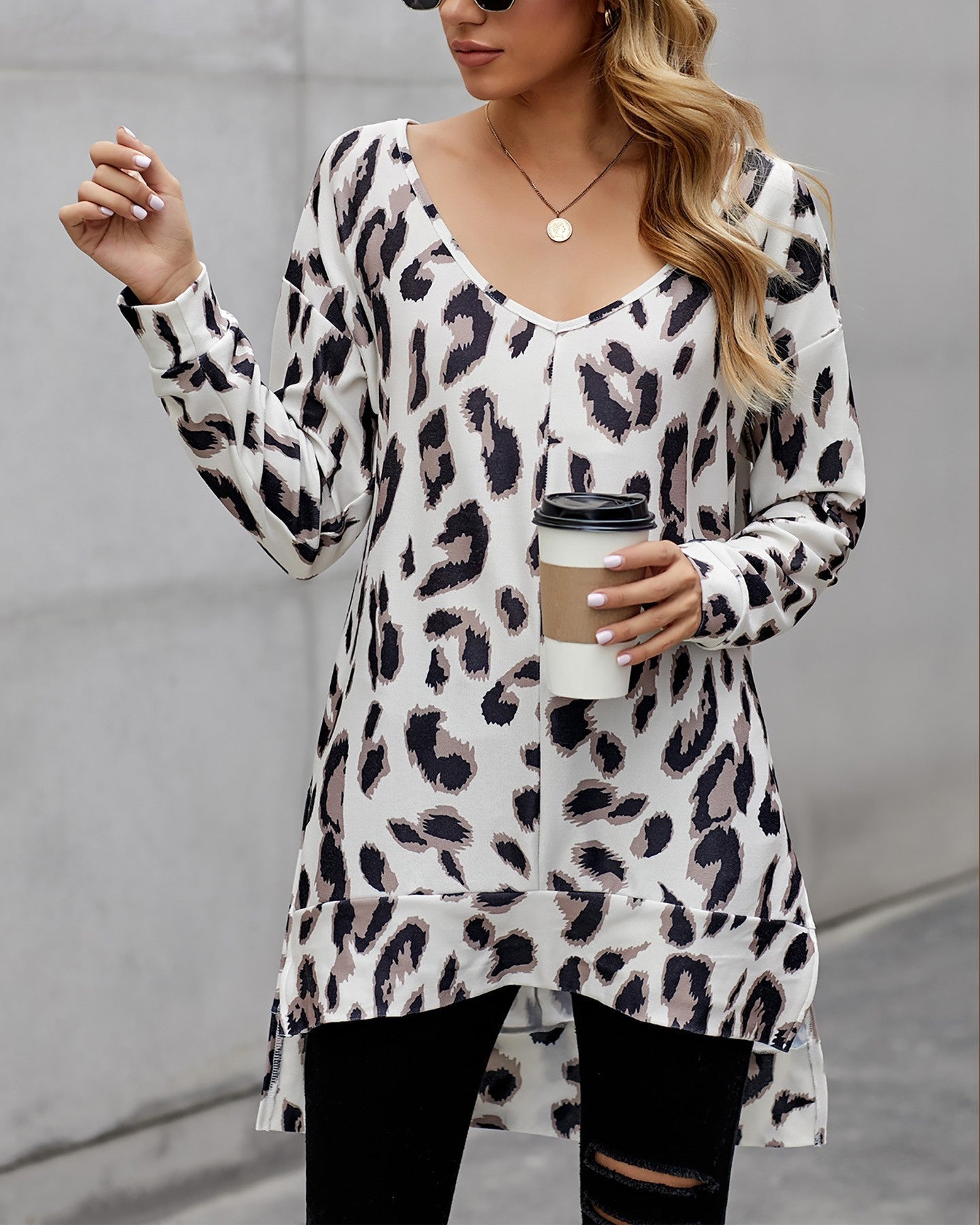 Leopard Print Knitted Sweater Dress New
