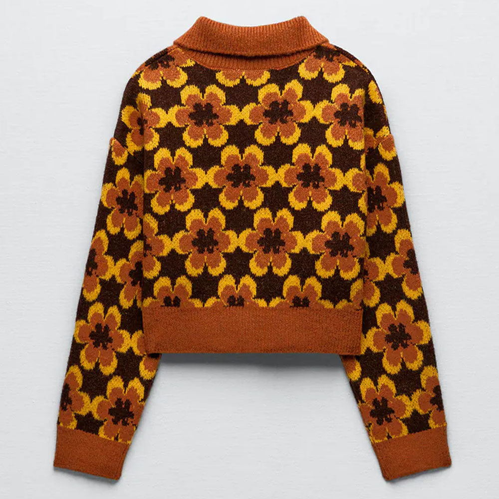 Women's Geometric Pattern Jacquard Knit Jacket