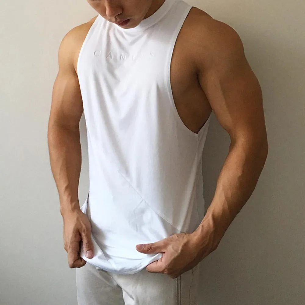 NEW Bodybuilding Sporty Tank Tops Men Gyms Fitness Workout Sleeveless Shirt Male Stringer Singlet Summer Casual Loose Undershirt