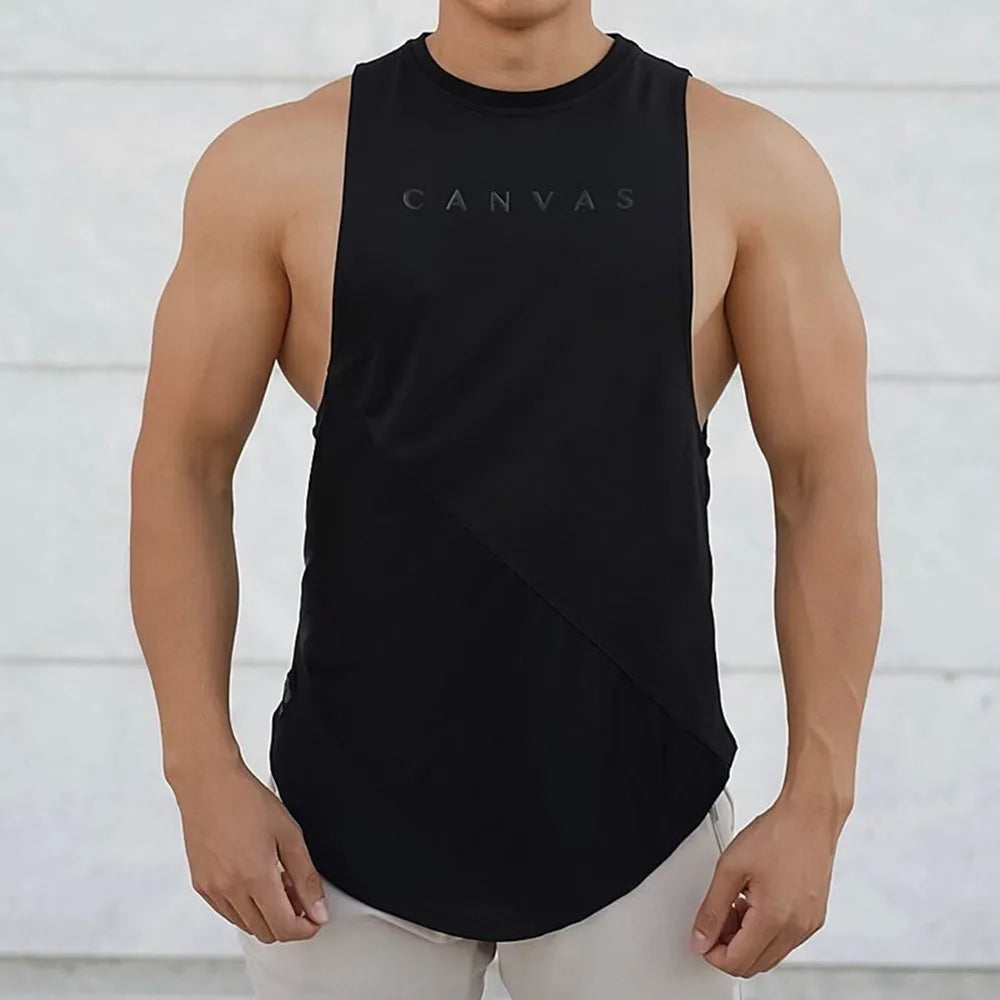 NEW Bodybuilding Sporty Tank Tops Men Gyms Fitness Workout Sleeveless Shirt Male Stringer Singlet Summer Casual Loose Undershirt