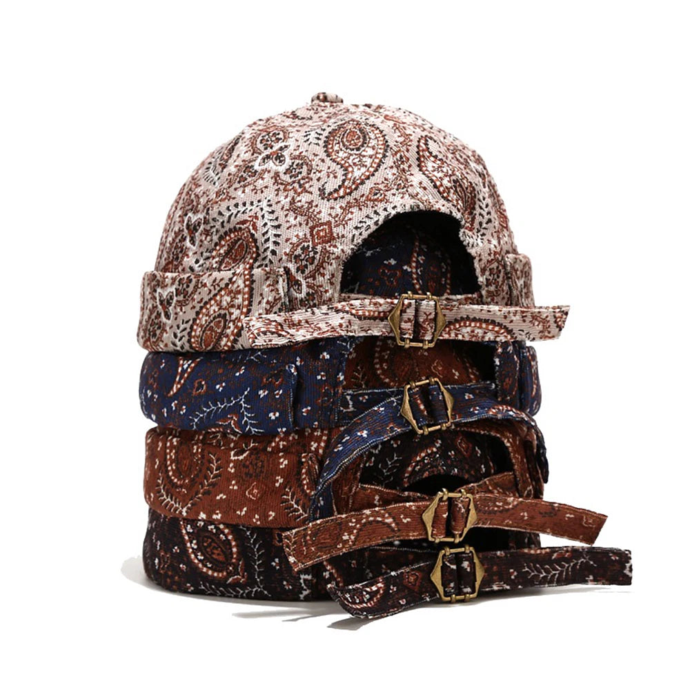 Vintage Brimless Hat Breathable Bohemian Style Beanie Caps Cotton Unisex Adjustable Docker Cap Men Women Adjustable Hip Hop Hats