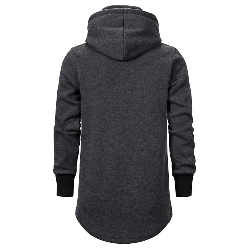 Streetwear Hoodies Men 2025 Fashion Hooded Loose Coat Zipper Hoodies with Side Lashing Crossed Plus Size Sweatshirt Men