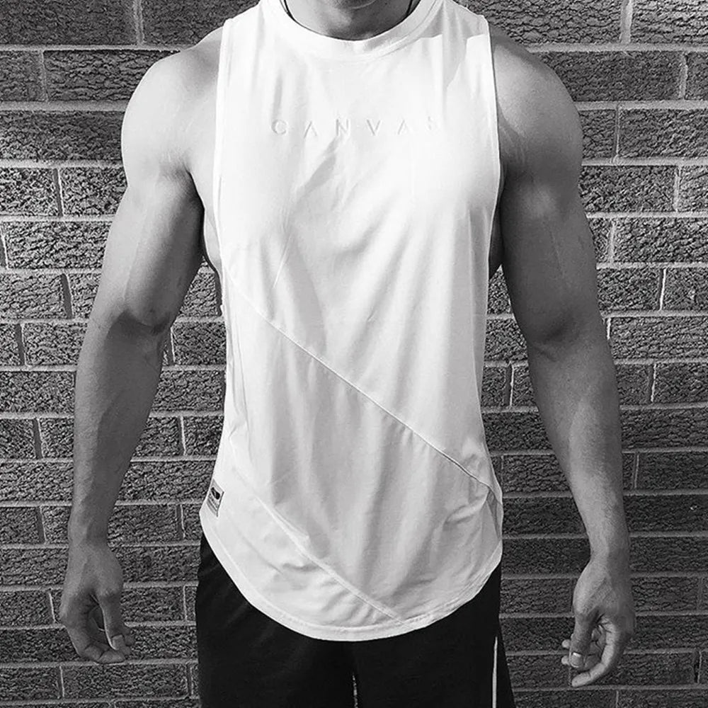 NEW Bodybuilding Sporty Tank Tops Men Gyms Fitness Workout Sleeveless Shirt Male Stringer Singlet Summer Casual Loose Undershirt