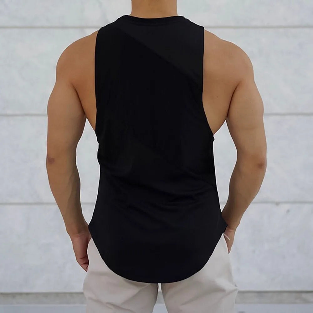NEW Bodybuilding Sporty Tank Tops Men Gyms Fitness Workout Sleeveless Shirt Male Stringer Singlet Summer Casual Loose Undershirt