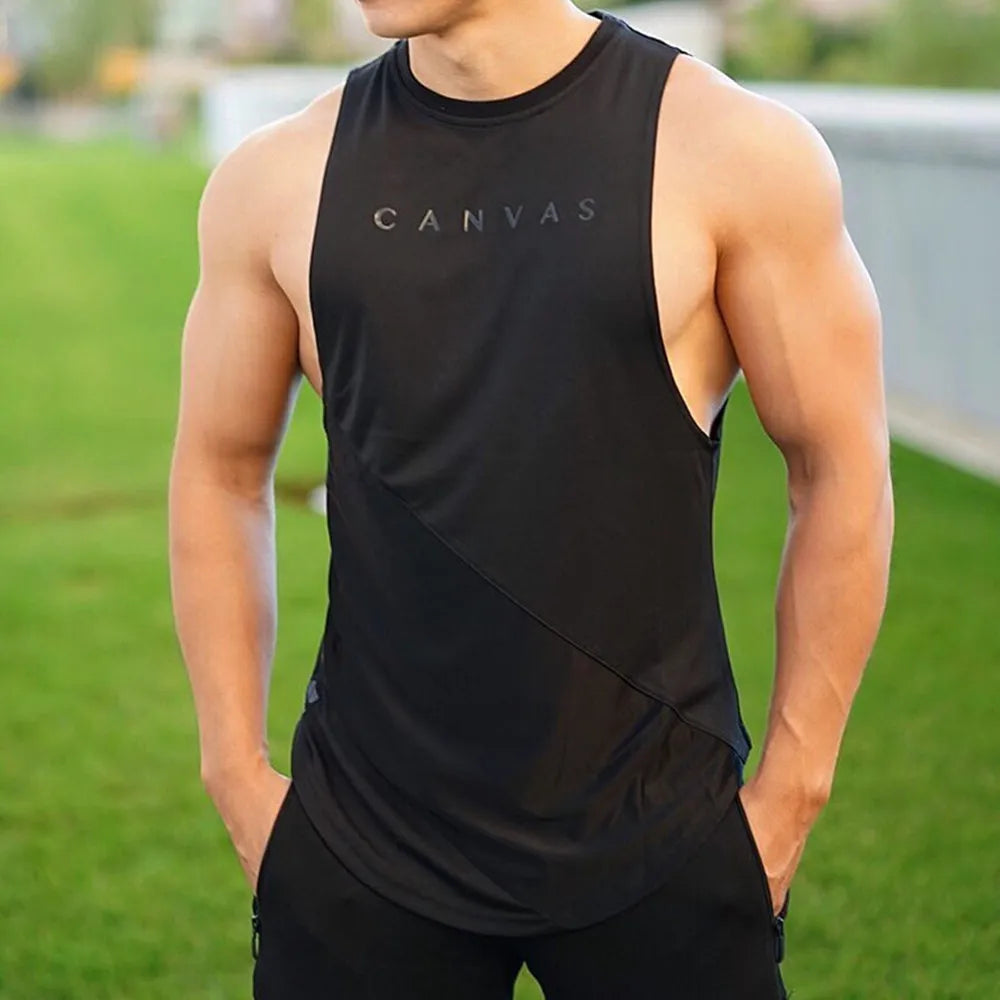 NEW Bodybuilding Sporty Tank Tops Men Gyms Fitness Workout Sleeveless Shirt Male Stringer Singlet Summer Casual Loose Undershirt