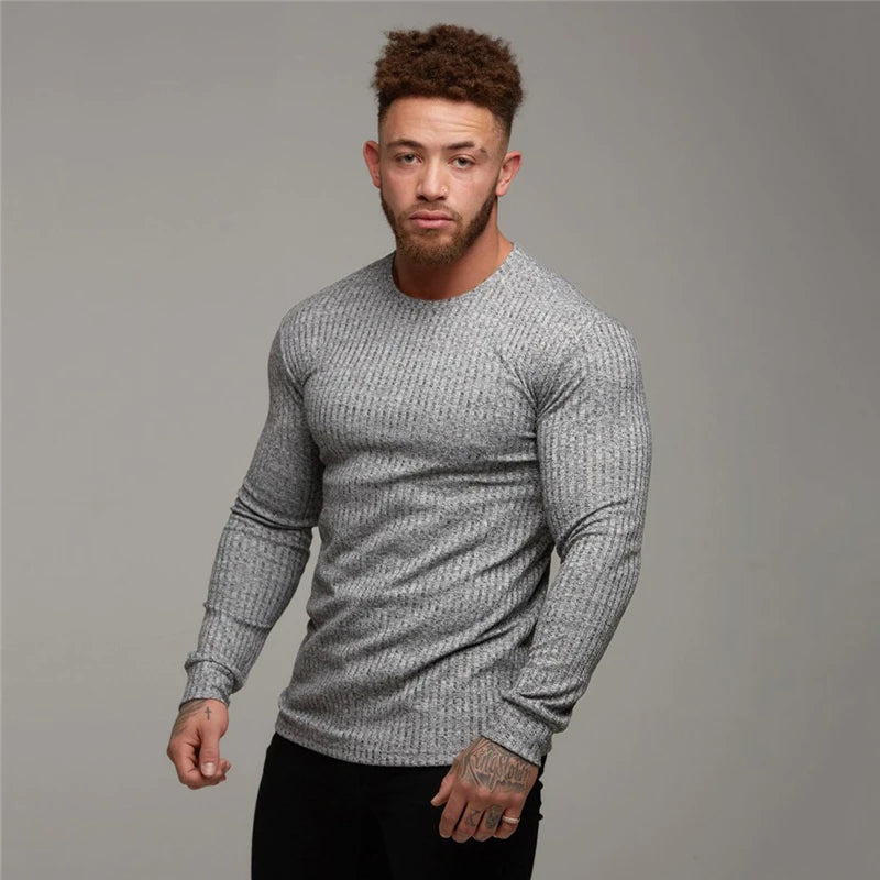 New Spring Fashion Hooded Sweaters Men Casual Turtleneck Sweaters Slim Fit Sports Pullover Men Sweater Gym Knitwear Pull Homme