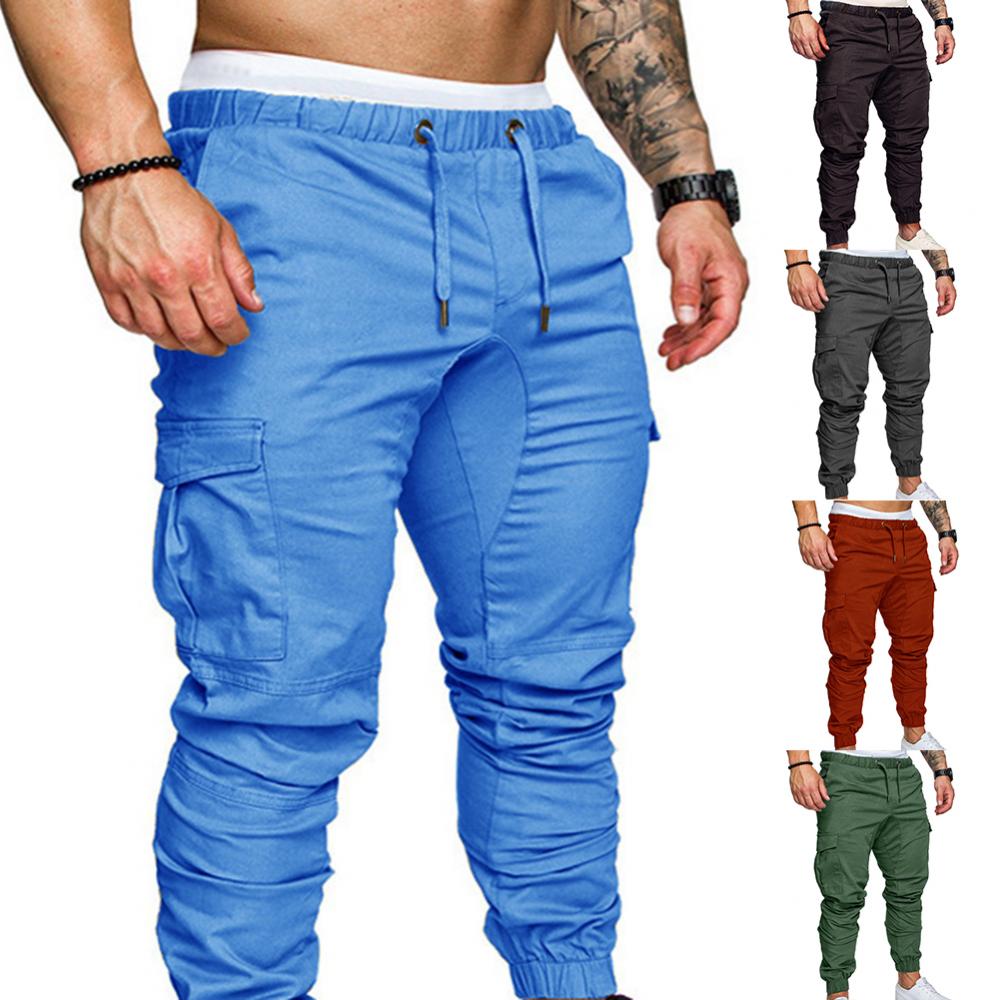 New Men's Casual Jogging Pants Solid Color Pocket Pants Sports Pants Men's Trousers Street Hip Halen Jogging Pants