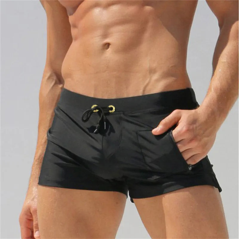 ALSOTO New Board Shorts Men Swimwear Swimsuits Shorts Men Breathable Men's Swimsuits Trunks Boxer Briefs Sunga SwimSuits