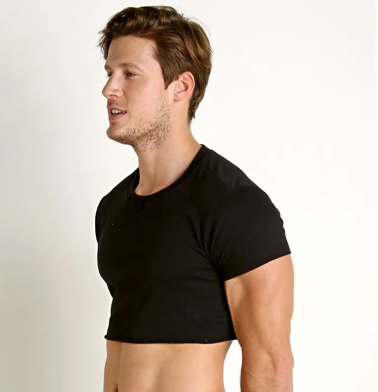 Free Shipping Summer Men's Super Short T - Shirt Gym Coat Sport Bottom Sexy Stage Costume