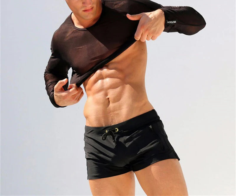 ALSOTO New Board Shorts Men Swimwear Swimsuits Shorts Men Breathable Men's Swimsuits Trunks Boxer Briefs Sunga SwimSuits