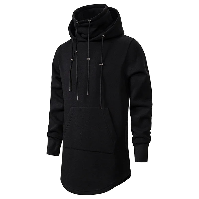 Streetwear Hoodies Men 2025 Fashion Hooded Loose Coat Zipper Hoodies with Side Lashing Crossed Plus Size Sweatshirt Men