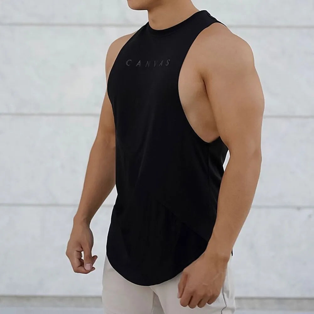 NEW Bodybuilding Sporty Tank Tops Men Gyms Fitness Workout Sleeveless Shirt Male Stringer Singlet Summer Casual Loose Undershirt