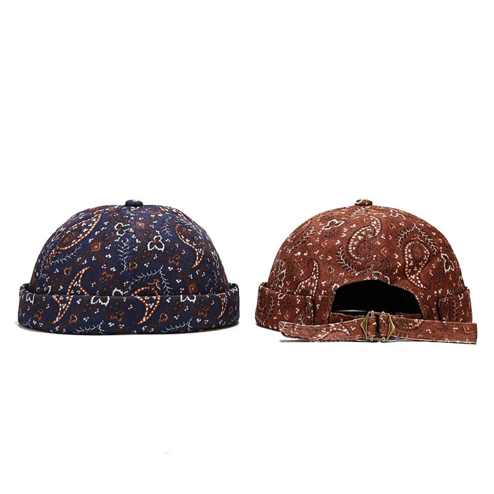 Vintage Brimless Hat Breathable Bohemian Style Beanie Caps Cotton Unisex Adjustable Docker Cap Men Women Adjustable Hip Hop Hats