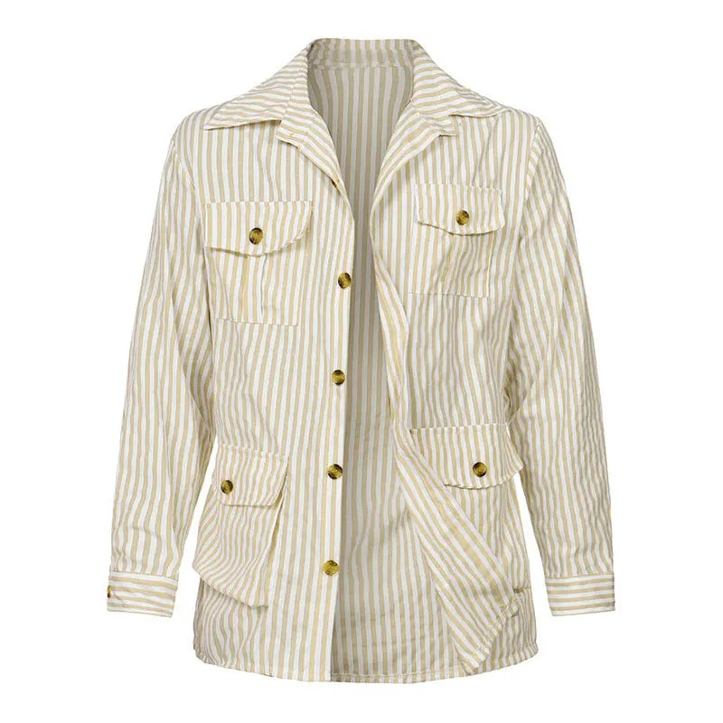Men's Light Luxury Long Sleeve Striped Belted Shirts Casual Streetwear Button-down Pocket Shirt S-5XL 2025 New Spring Clothing