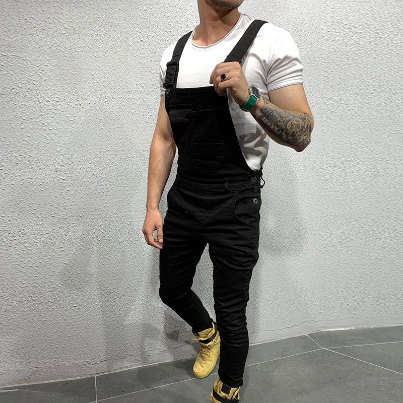 Casual Suspender Distressed Jeans Pant Modish Strap Overalls
