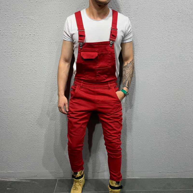 Casual Suspender Distressed Jeans Pant Modish Strap Overalls