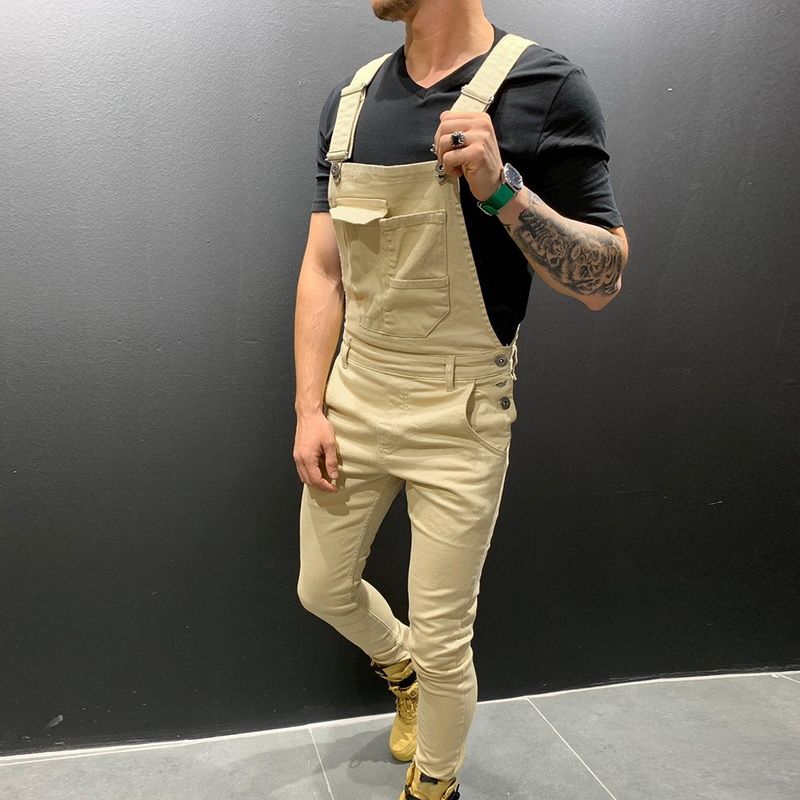 Casual Suspender Distressed Jeans Pant Modish Strap Overalls