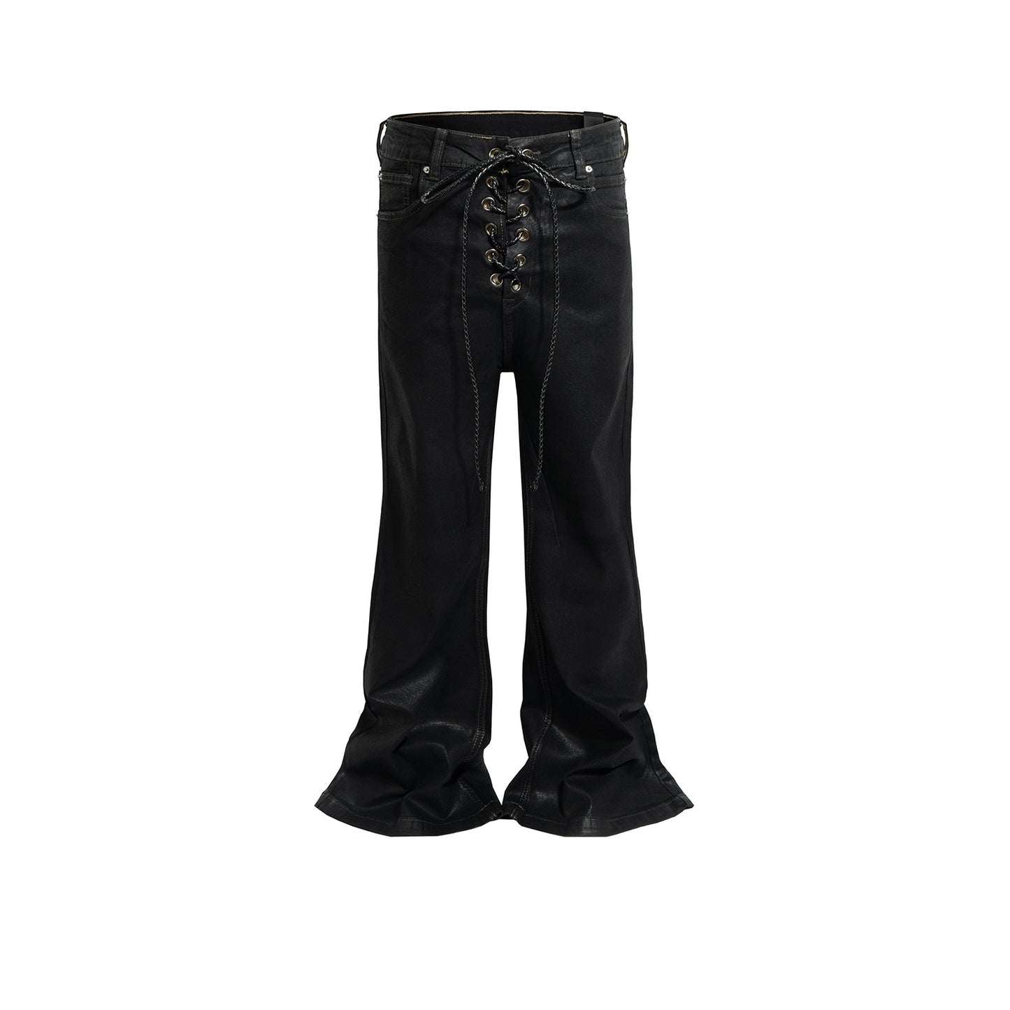 Men's And Women's Same Back Ribbon Drawstring Flared Jeans