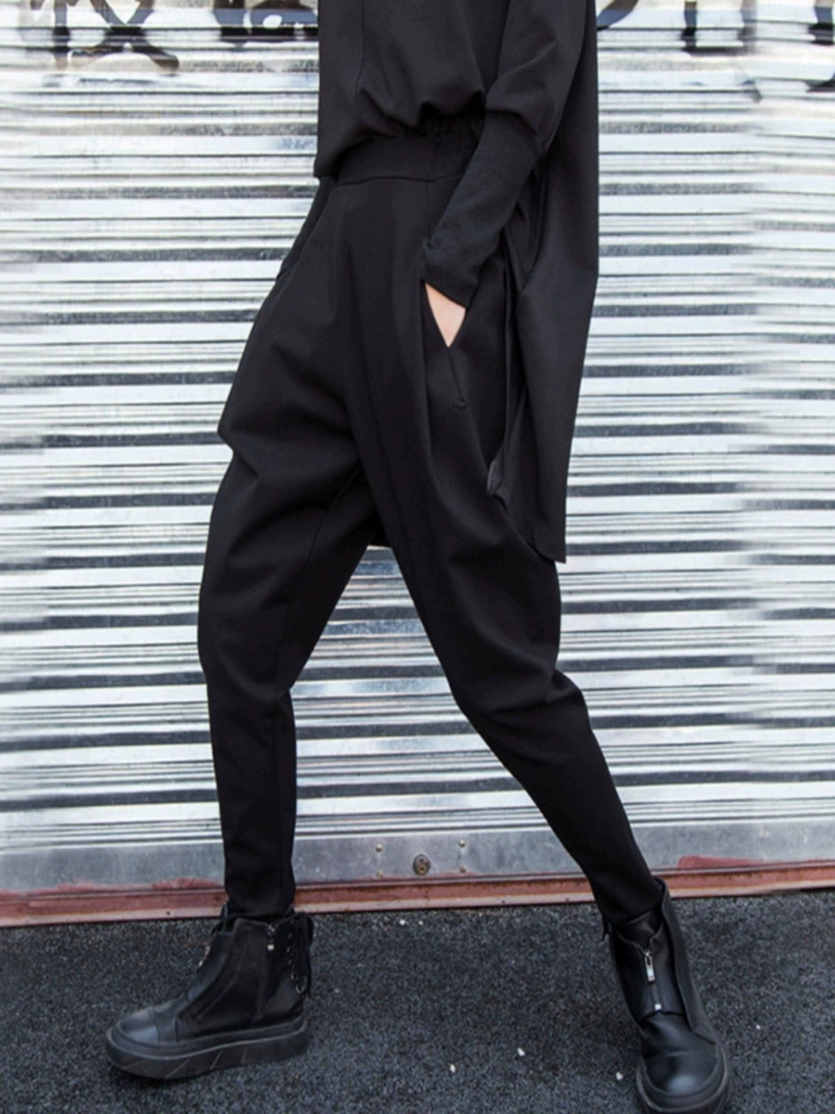 Dark Cool Irregular Casual Hanging Crotch Tappered Pants