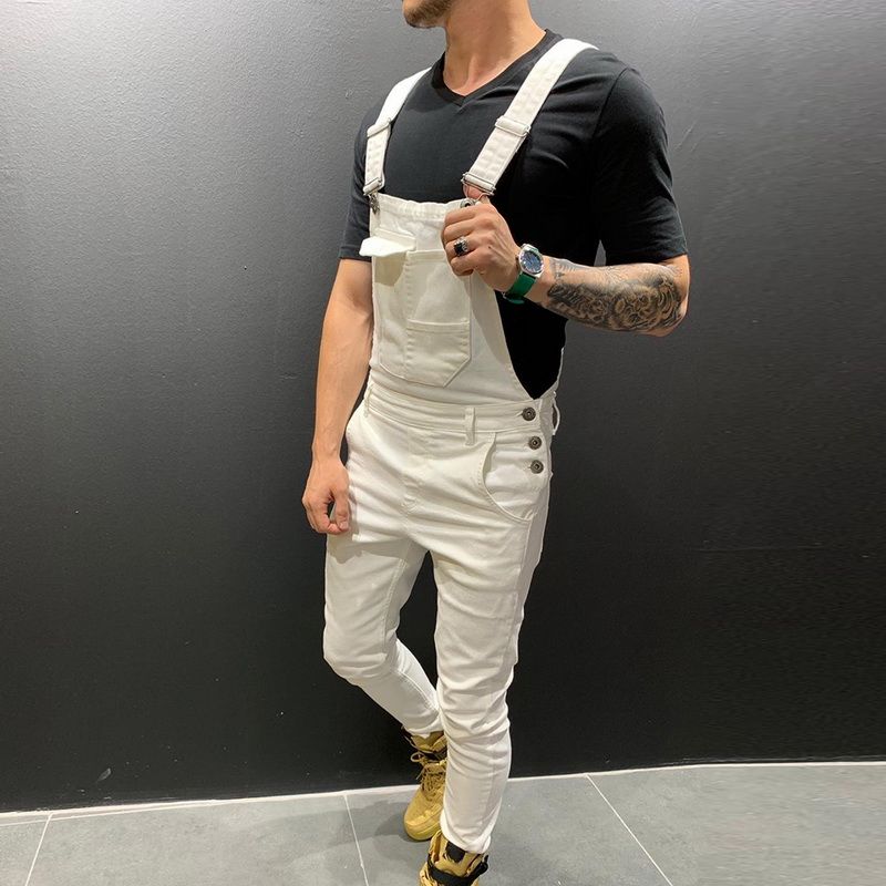 Casual Suspender Distressed Jeans Pant Modish Strap Overalls