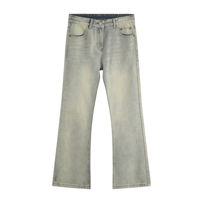 American Retro Blue Skinny Denim Men's Trendy Straight-leg Fancy Boys Vibe Pants High Street Popular Horn