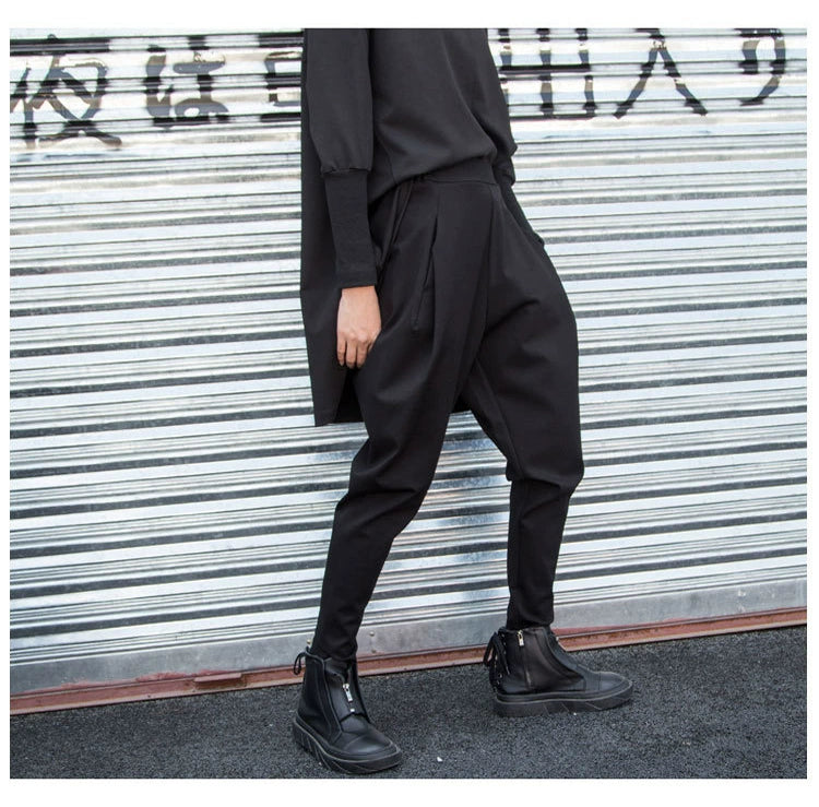 Dark Cool Irregular Casual Hanging Crotch Tappered Pants