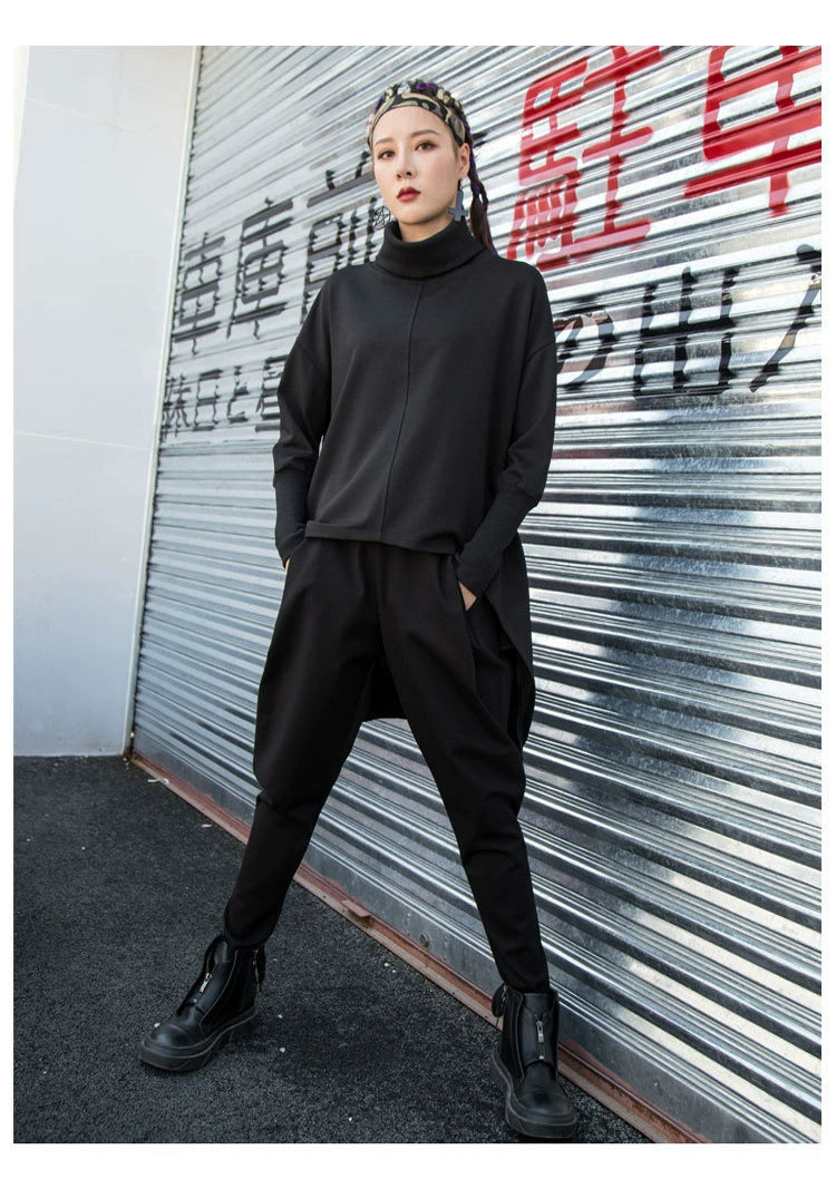 Dark Cool Irregular Casual Hanging Crotch Tappered Pants