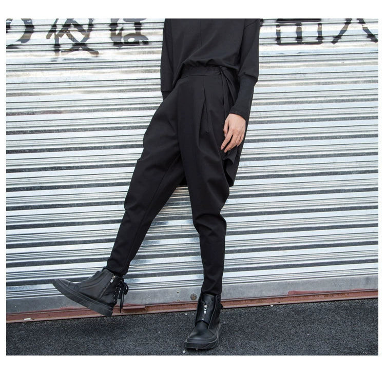 Dark Cool Irregular Casual Hanging Crotch Tappered Pants