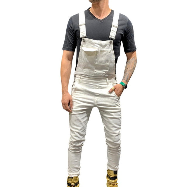 Casual Suspender Distressed Jeans Pant Modish Strap Overalls