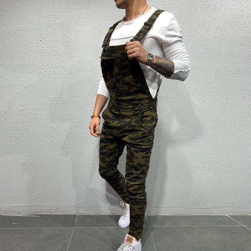 Casual Suspender Distressed Jeans Pant Modish Strap Overalls