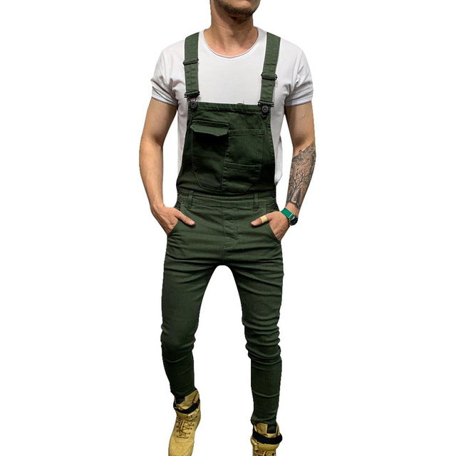 Casual Suspender Distressed Jeans Pant Modish Strap Overalls